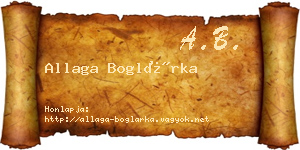 Allaga Boglárka névjegykártya